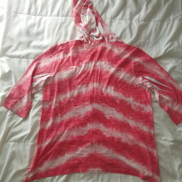 Style & Co 3/4 sleeve hooded printed boho top - Picture 3 of 5